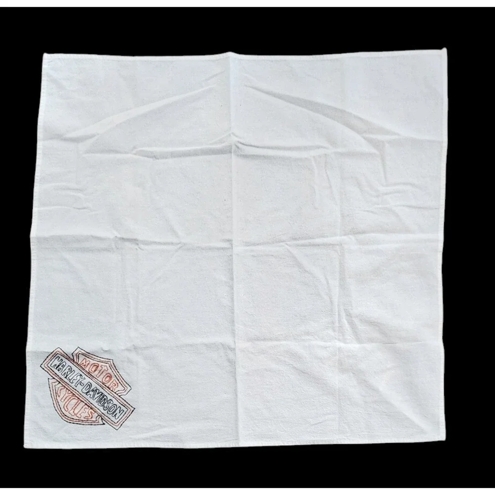 Harley Davidson Square Muslin Scarf 27x27 Handmade‎ Needlepoint - One of a Kind